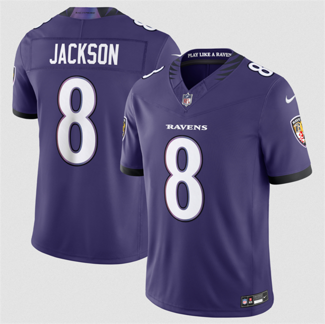 Men's Baltimore Ravens #8 Lamar Jackson Purple 2026 F.U.S.E Vapor Stitched Limited Football Jersey