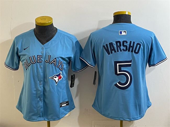 Women's Toronto Blue Jays #5 Daulton Varsho Blue Limited Stitched Baseball Jersey(Run Small)