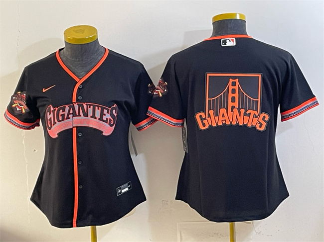 Women's San Francisco Giants Team Big Logo Black 2026 Alternate Stadium Stitched Baseball Jersey(Run Small) (1)