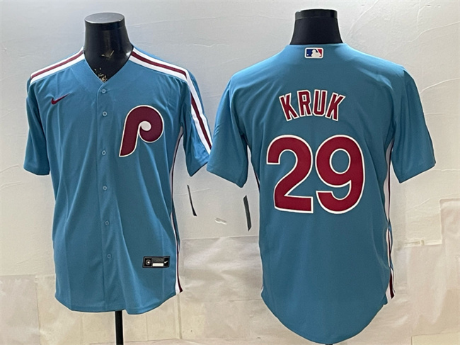 Men's Philadelphia Phillies #29 John Kruk Blue Cool Base Stitched Jersey