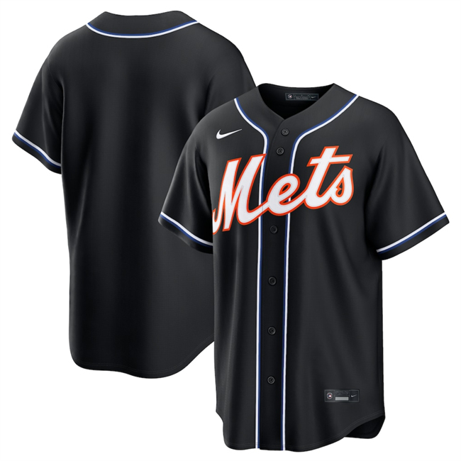 Men's New York Mets Blank 2026 Fashion Replica Black Out Stitched Baseball Jersey
