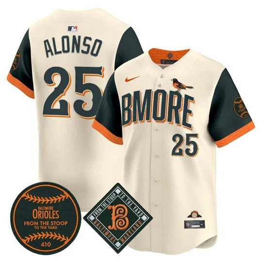 Men's Baltimore Orioles #25 Pete Alonso Natural 2026 City Connect Limited Stitched Jersey