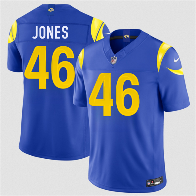 Men's Los Angeles Rams #46 Rohan Jones Royal 2026 Draft F.U.S.E. Vapor Limited Stitched Football Jersey