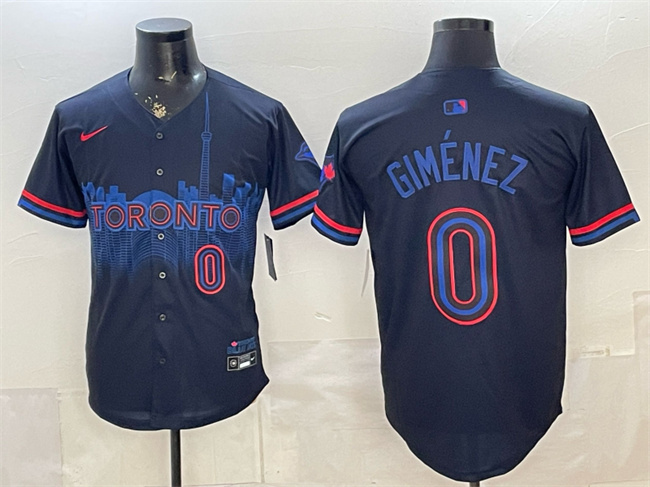 Men's Toronto Blue Jays #0 Andrés Giménez Navy 2024 City Connect Limited Stitched Baseball Jersey