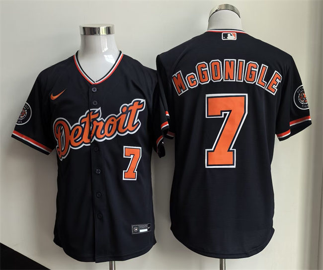 Men's Detroit Tigers #7 Kevin McGonigle  Black 2026 Alternate Vapor Premier Limited Stitched Baseball Jersey