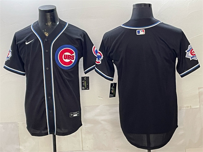 Men's Chicago Cubs Blank 2026 Fashion Replica Black Out Stitched Baseball Jersey