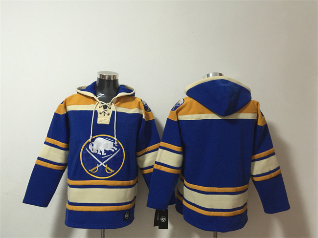 Men's Buffalo Sabres Blank Blue Ageless Must-Have Lace-Up Pullover Hoodie