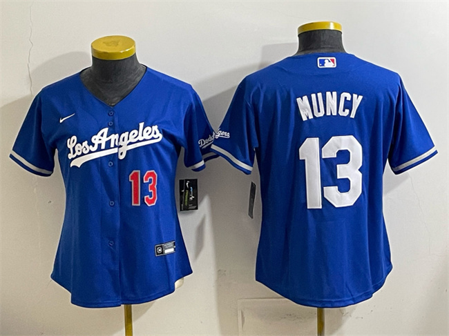 Women's Los Angeles Dodgers #13 Max Muncy Royal Alternate Stadium Stitched Baseball Jersey(Run Small)