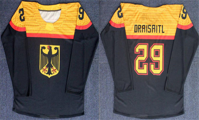 Men's Germany Deutschland Black Customized Hockey Jersey