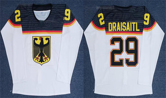Men's Germany Deutschland White Customized Hockey Jersey