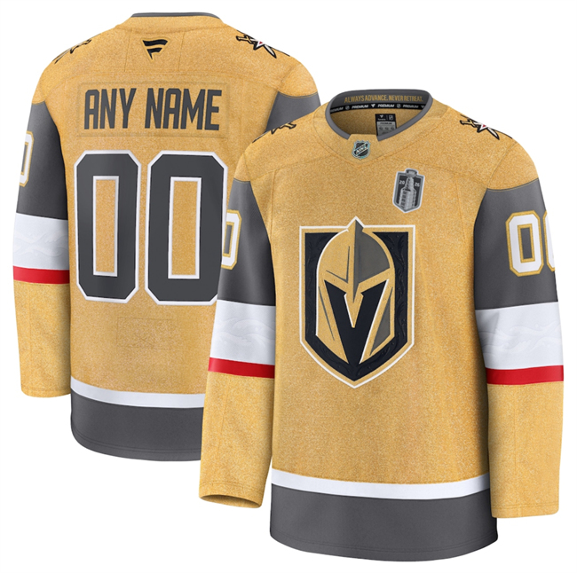 Men's Vegas Golden Knights Custom Gold 2026 Stanley Cup Final Patch Home Stitched Hockey Jersey