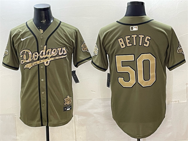 Men's Los Angeles Dodgers #50 Mookie Betts Military Appreciation Game Day Stitched Baseball Jersey