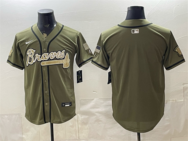 Men's Atlanta Braves Blank Olive 2026 Armed Forces Day Stitched Baseball Jersey