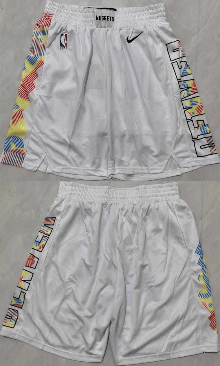 Men's Denver Nuggets White City Edition Shorts (Run Small) 001