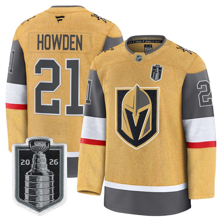 Men's Vegas Golden Knights #21 Brett Howden Gold 2026 Stanley Cup Final Patch Home Stitched Hockey Jersey