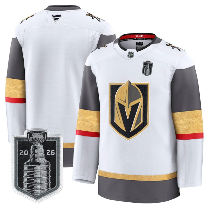 Men's Vegas Golden Knights Blank White 2026 Stanley Cup Final Patch Home Stitched Hockey Jersey