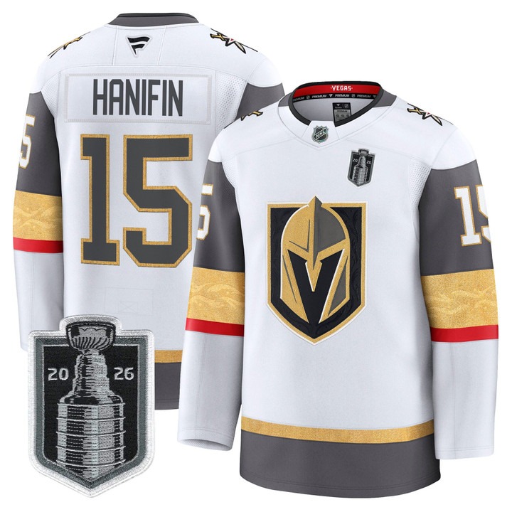 Men's Vegas Golden Knights #15 Noah Hanifin White 2026 Stanley Cup Final Patch Home Stitched Hockey Jersey