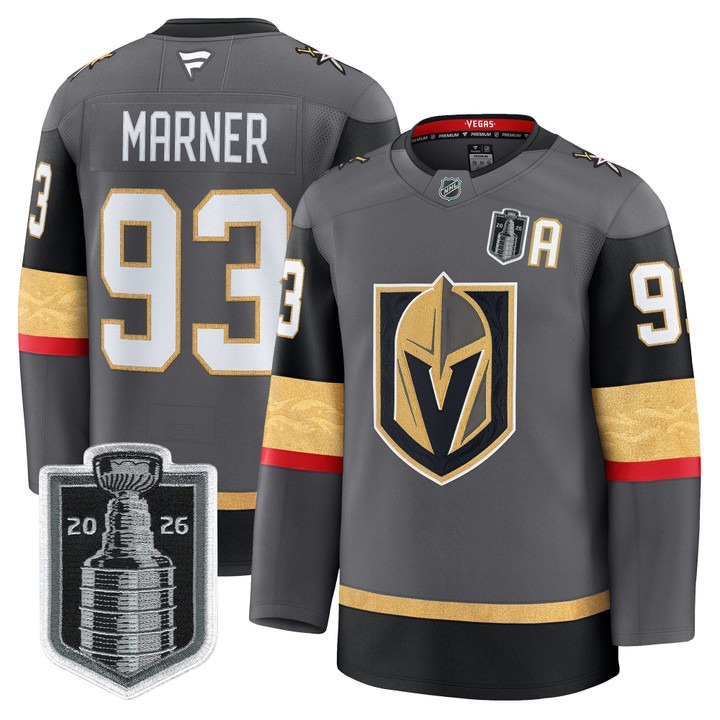 Men's Vegas Golden Knights #93 Mitch Marner Grey 2026 Stanley Cup Final Patch Home Stitched Hockey Jersey