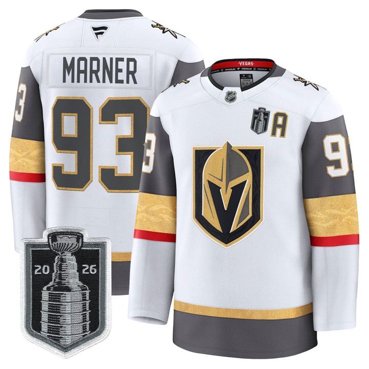 Men's Vegas Golden Knights #93 Mitch Marner White 2026 Stanley Cup Final Patch Home Stitched Hockey Jersey