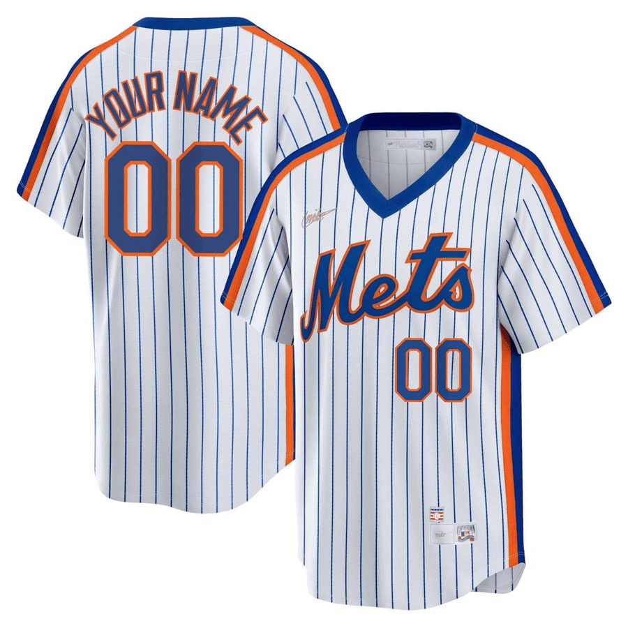 New York Mets Pinstripe Custom Jersey - All Stitched
