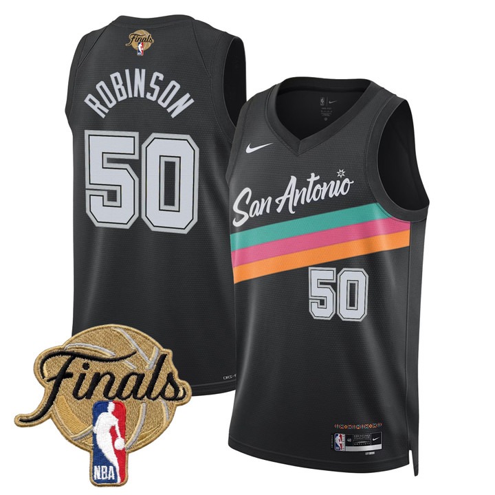 Men's San Antonio Spurs #50 David Robinson Black 2026 Finals City 25-26 Swingman Stitched Jersey