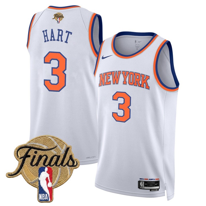 Men's New Yok Knicks #3 Josh Hart White 2026 Finals Patch Association Stitched Basketball Jersey