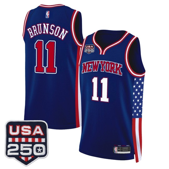Men's New York Knicks #11 Jalen Brunson Royal America 250 Edition Swingman Stitched Jersey