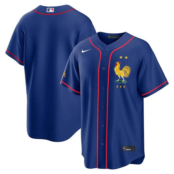 Men's France Blue Baseball Jersey