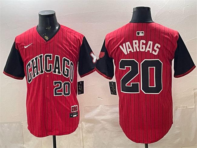 Men's Chicago White Sox #20 Miguel Vargas Red Black 2025 City Connect Limited Stitched Baseball Jersey
