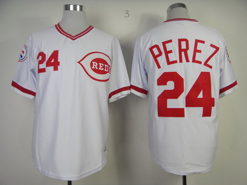 Cincinnati Reds #24 Tony Perez 1974 White Throwback Jersey Cincinnati Reds #24 Tony Perez 1974 White Throwback Jersey