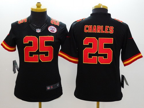Nike Kansas City Chiefs #25 Jamaal Charles Black Limited Womens Jersey Nike Kansas City Chiefs #25 Jamaal Charles Black Limited Womens Jersey