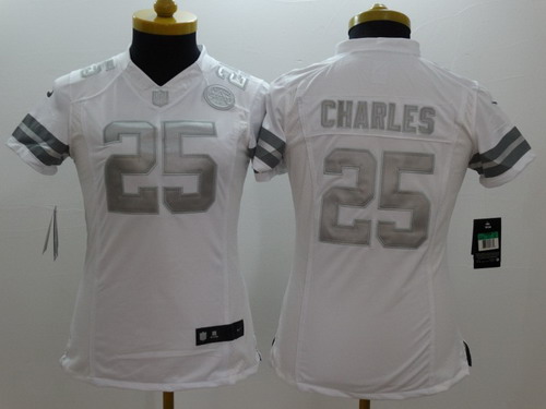 Nike Kansas City Chiefs #25 Jamaal Charles Platinum White Limited Womens Jersey Nike Kansas City Chiefs #25 Jamaal Charles Platinum White Limited Womens Jersey