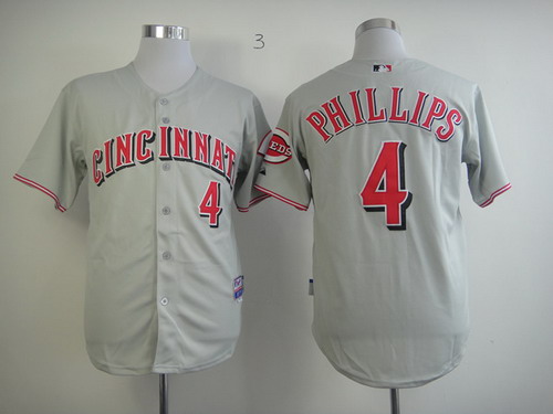 Cincinnati Reds #4 Brandon Phillips Gray Jersey Cincinnati Reds #4 Brandon Phillips Gray Jersey