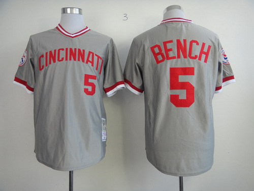 Cincinnati Reds #5 Johnny Bench 1976 Gray Throwback Jersey Cincinnati Reds #5 Johnny Bench 1976 Gray Throwback Jersey
