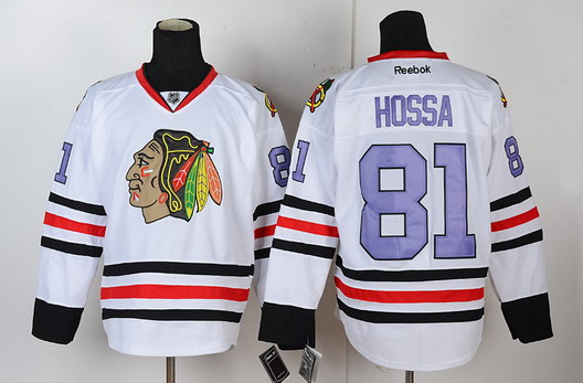 Chicago Blackhawks #81 Marian Hossa White With Purple Jersey Chicago Blackhawks #81 Marian Hossa White With Purple Jersey