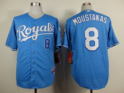 Kansas City Royals #8 Mike Moustakas Light Blue Jersey Kansas City Royals #8 Mike Moustakas Light Blue Jersey