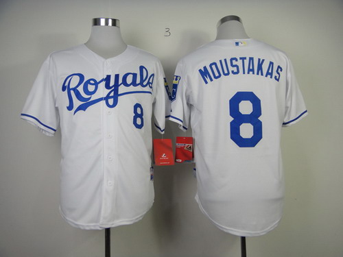 Kansas City Royals #8 Mike Moustakas White Jersey Kansas City Royals #8 Mike Moustakas White Jersey