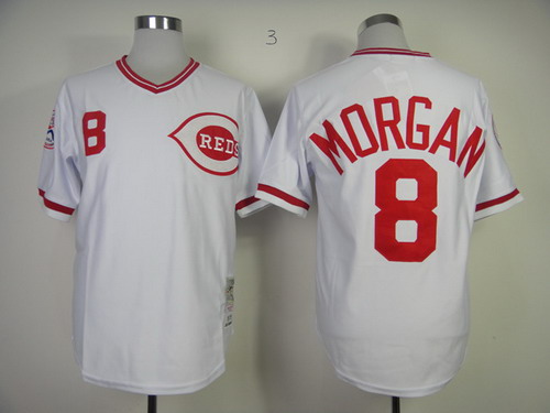 Cincinnati Reds #8 Joe Morgan 1975 White Throwback Jersey Cincinnati Reds #8 Joe Morgan 1975 White Throwback Jersey