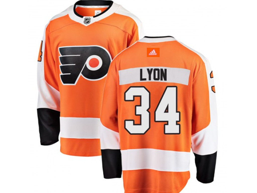 Adidas Philadelphia Flyers #34 Alex Lyon Home Orange Jersey