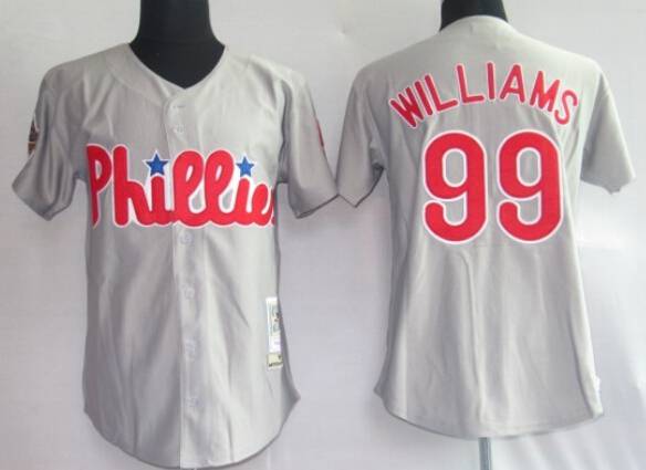 Men's Philadelphia Phillies #99 Mitch Williams Gray Throwback Jersey