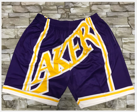 Men's Los Angeles Lakers Purple Big Face Hardwood Classics Soul Swingman Throwback Shorts