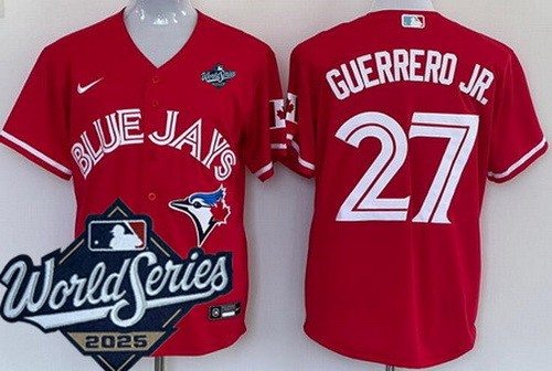 Women's Toronto Blue Jays #27 Vladimir Guerrero Jr Red 2025 World Series Cool Base Jersey