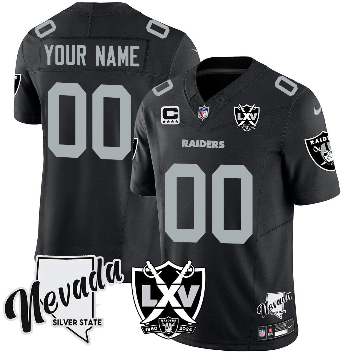 LV Raiders Custom 2025 65th Anniversary Black F.U.S.E. Vapor Limited Stitched Jersey
