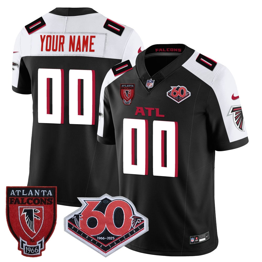 Atlanta Falcons 60th Season Patch Vapor Limited Custom Stitched Football Jersey Black Alternate