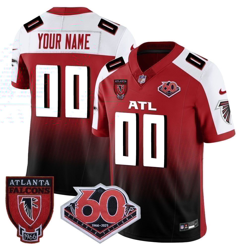 Atlanta Falcons 60th Season Patch Vapor Limited Custom Stitched Football Jersey Red Alternate