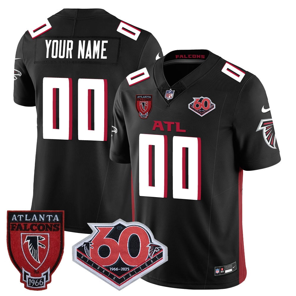 Atlanta Falcons Custom Nike 60th Season Patch Black Vapor Limited Stitched NFL Jersey