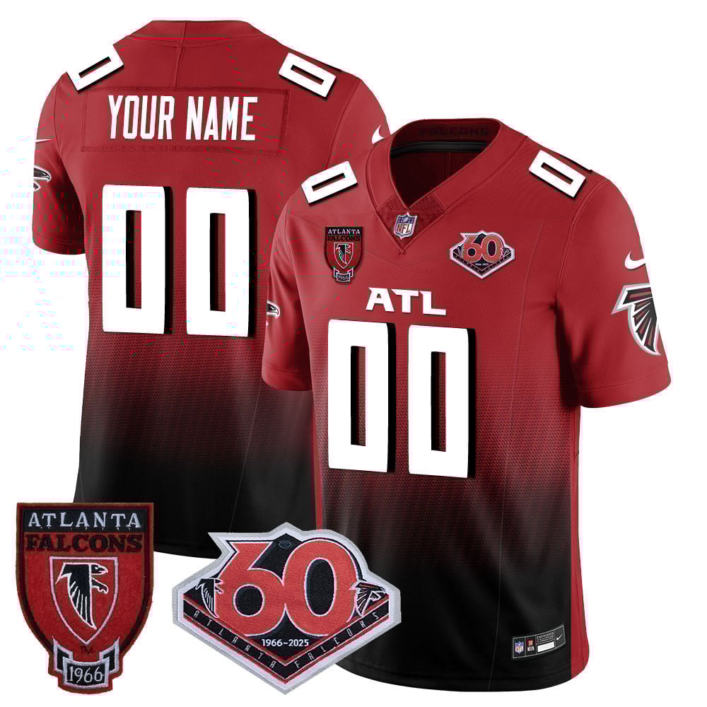Atlanta Falcons Custom Nike 60th Season Patch Red Vapor Limited Stitched NFL Jersey
