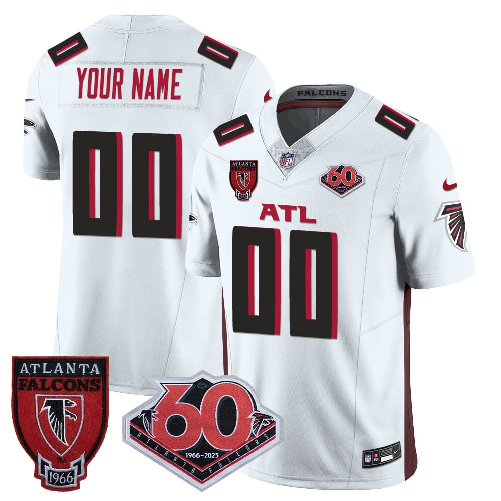 Atlanta Falcons Custom Nike 60th Season Patch White Vapor Limited Stitched NFL Jersey